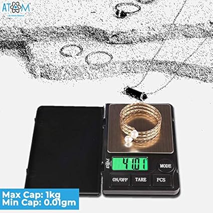 Real Instruments Digital Notebook Pocket Scale 0.01 Gm - 500 Gm Gold and Silver Jewellery, Chemical & Medicine Weighing Scale and for Home and Professionals, A102