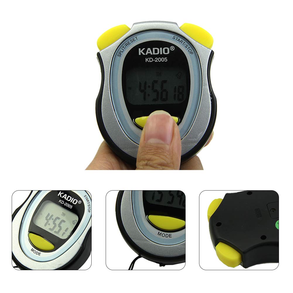 Real Instruments KD-2005 Sports Stopwatch Multi-function Electronic Stopwatch Running imer Waterproof Hand Held LCD Display Chronograph with Date, Time and Alarm Function for Sports Fitness Trainers