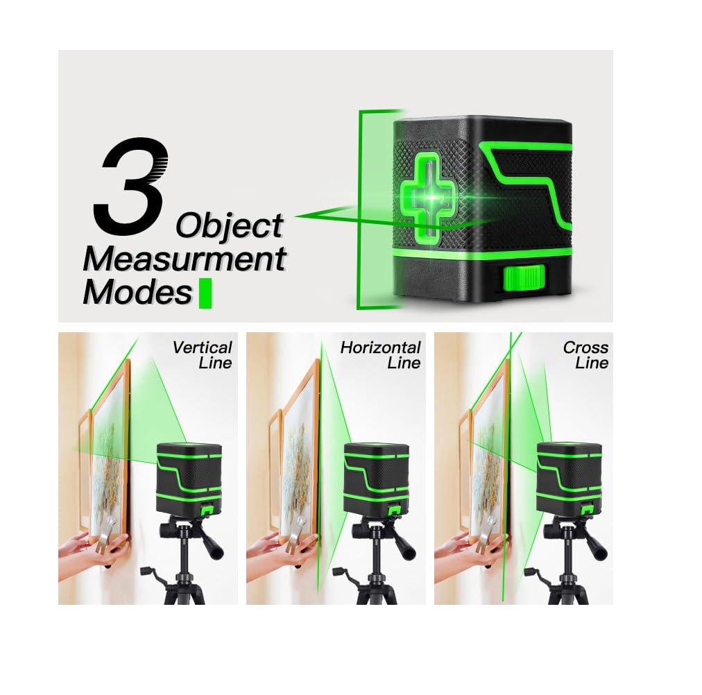 Real Instruments Laser Level Cross-Border 2 Line Green Light Strong Light Fine Line Automatic Infrared Laser Level IP54 Waterproof 360°High Precision Small Portable Self-leveling Line