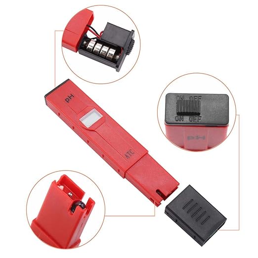 Real Instruments Digital Red PH Test Pen Auto Temperature Compensation PH Meter, PH Tester, for Swimming Pool Food Beverage, PH-01