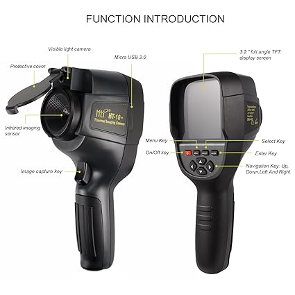 Real Instruments 256X192 Higher IR Resolution HT-18+ Handheld Thermal Camera from HTI - Newest Update, IR Resolution Improved to 256x192 with 25 HZ, 300,000 Pixels, Easy to Read 3.2" Color Display