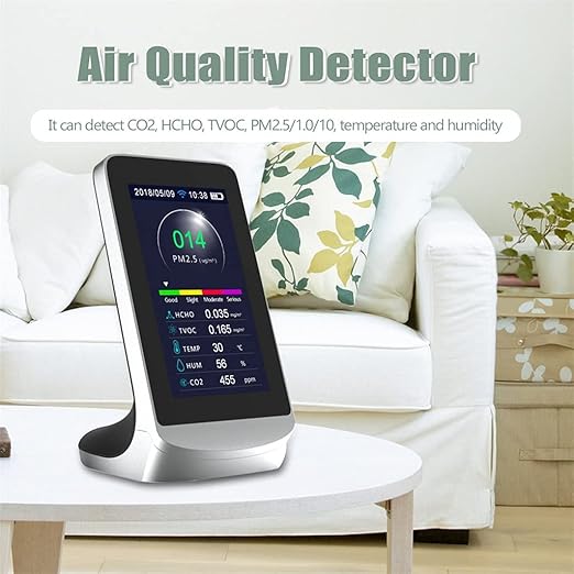 Real Instruments WIFI CO2 Meter Air Quality Detetor with 8 Features Carbon Dioxide PM2.5 PM1.0 PM10 Detectors Instrument Multifunctional Micro Particle Dust Monitor Can Measure Indoor Temperature And Humidity, AQM-07