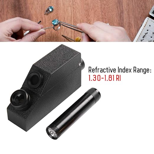 Real Instruments Compact Digital Gem Portable Refractometer, ABS Gem Refractometer, RHG181 1.30-1.81 Presidium Gemstone ldentification Tester for Jewelry, Gold ＆ Silver and Diamond, Lab Refractometers, RHG-181