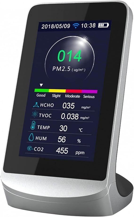 Real Instruments WIFI CO2 Meter Air Quality Detetor with 8 Features Carbon Dioxide PM2.5 PM1.0 PM10 Detectors Instrument Multifunctional Micro Particle Dust Monitor Can Measure Indoor Temperature And Humidity, AQM-07
