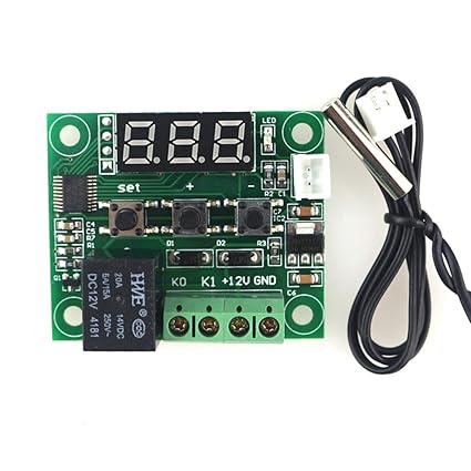 Real Instruments High-Precision W1209 Digital Temperature Controller with Adjustable Thermostat, LED Display, Wide Temperature Range, Relay Output and User-Friendly for Heating & Cooling Applications in DIY Projects, Incubators & Thermostatic Devices