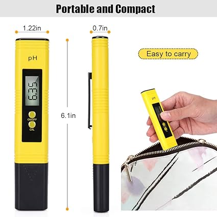 Real Instruments Digital PH Meter, PH Meter 0.01 PH High Accuracy Water Quality Tester with 0-14 PH Measurement Range for Household Drinking, Pool and Aquarium Water PH Tester Design with ATC PH-02