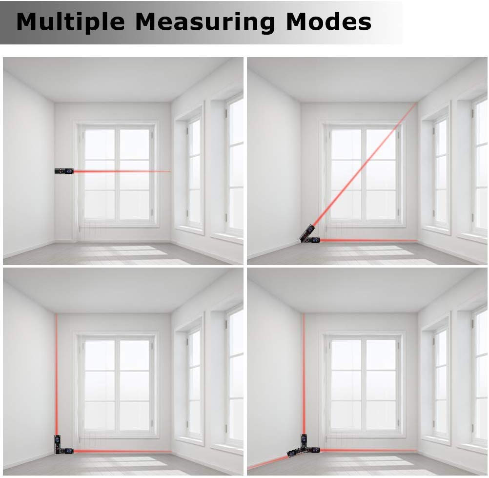 True Sense ABS Laser Distance Meter LDM-05 Rechargeable Battery Laser Rangefinder Measurement Tape Measuring Length/Area/Volume/Distance/Pythagoras Range 0.16 to 131 Ft/0.05 to 40 M (Black)