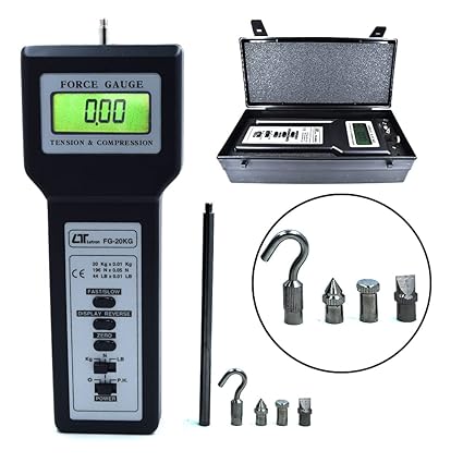 Lutron A32 FG-20KG Digital Force Gauge with High Precision Push and Pull Measurement, Multiple Units (kg/lb/N), Peak Hold Function, Overload Protection, Adjustable Response Time & Ergonomic Design for Industrial & Laboratory Applications