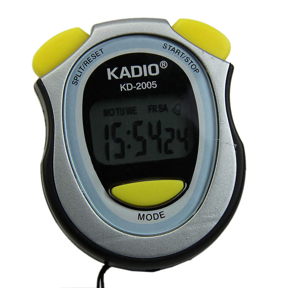 Real Instruments KD-2005 Sports Stopwatch Multi-function Electronic Stopwatch Running imer Waterproof Hand Held LCD Display Chronograph with Date, Time and Alarm Function for Sports Fitness Trainers