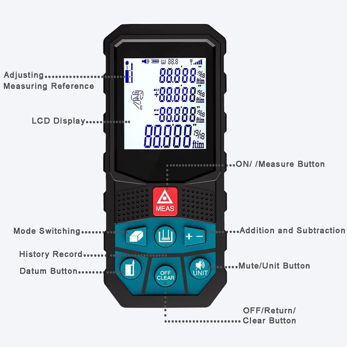 Real Instruments Laser Distance Meter Waterproof Level 120 Meter LDM Laser Range Finder LDM-120 (LDM-50M)