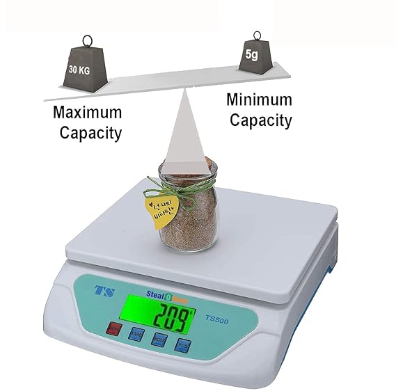 Real Instruments Multipurpose Electronic Digital Weighing Scale Weight Machine TS-500 Kitchen Weight Measuring Machine Digital Weighing Scale for Laboratories, Research Purpose - Capacity 1 Gram to 30 KG