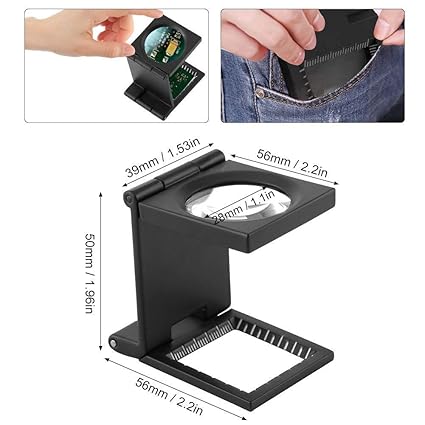 Real Instruments 10X Metal Folding Pocket LED with Scale Magnifying Glass Magnifiers Microscope Jewelry, Watch, Mobile Repair Loupe Magnifier Zinc Alloy Material - Model TH9005B