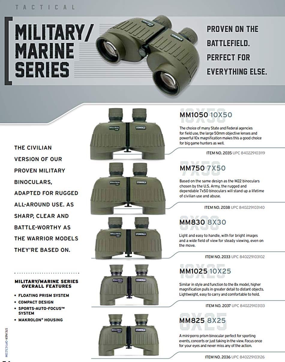 Steiner Military-Marine Series Binoculars, Lightweight Tactical Precision Optics for Any Situation, Waterproof, Green, 8x30