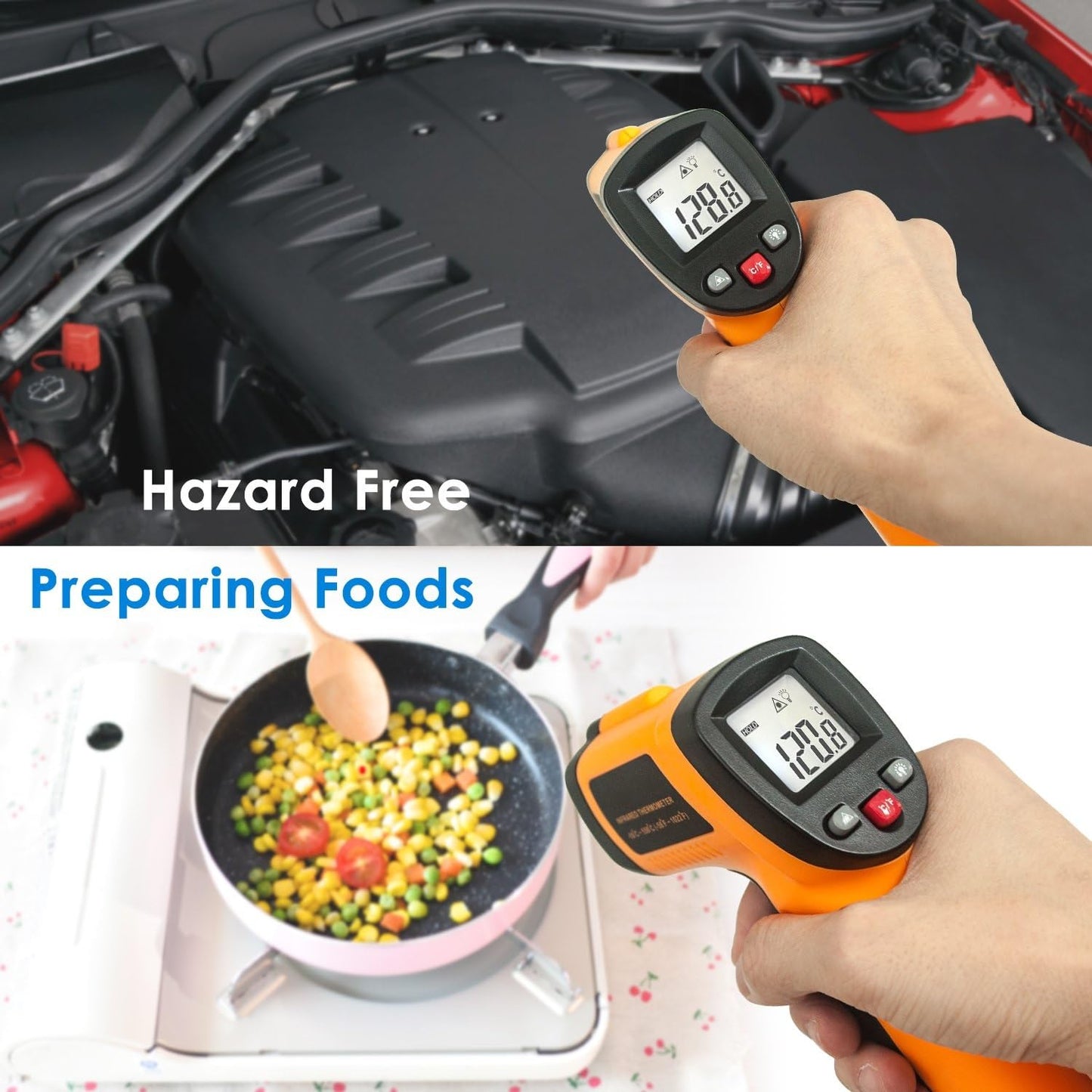 Real Instruments Laser Infrared Thermometer Non-Contact Digital Handheld Temperature Gun With Back Light LCD Display IR Thermometer For Industrial, Kitchen Cooking, Ovens (IR-550)