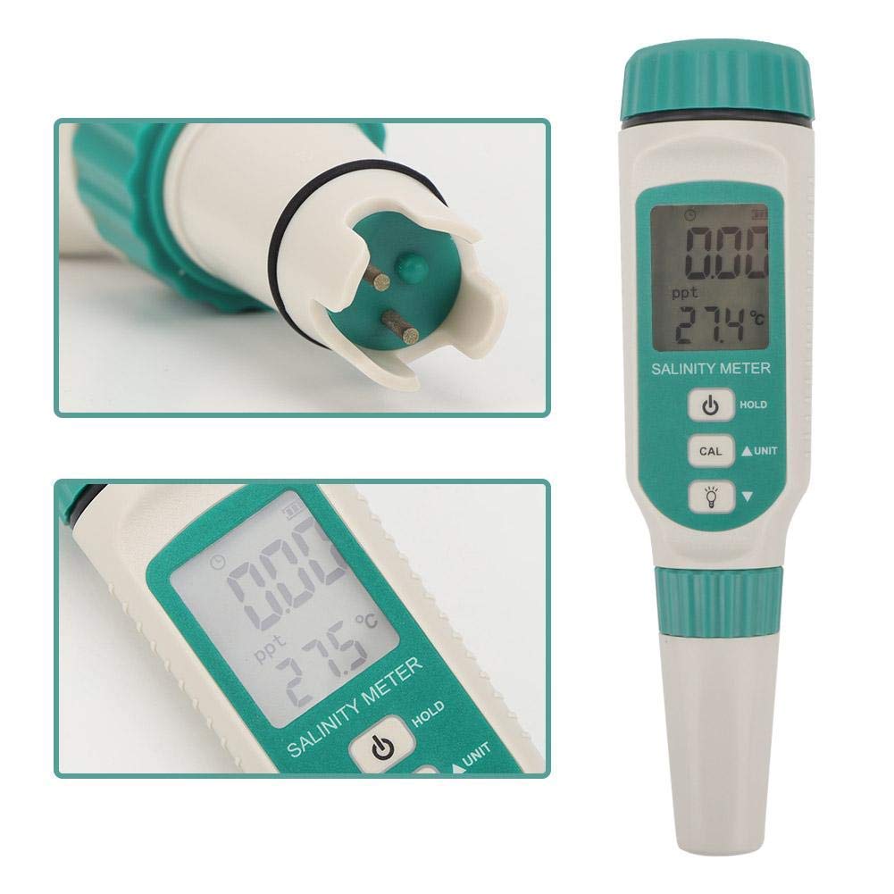 Real Instruments Digital Salinity Meter,0.00ppt-9.99ppt, 10.0ppt-50ppt Seawater Pool Aquarium Fish Multifunction Salinity Gauge,Electronic Waterproof Refractometer with ATC and Replaceable Probes