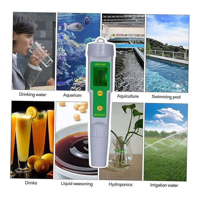 Real Instruments Professional ORP-169E Digital Redox Tester Portable Waterproof Ph Measurement Test Tool ORP Water Quality Meter Oxidation Reduction Detector Redox For Water Purity Pen 0~+/-1999mV