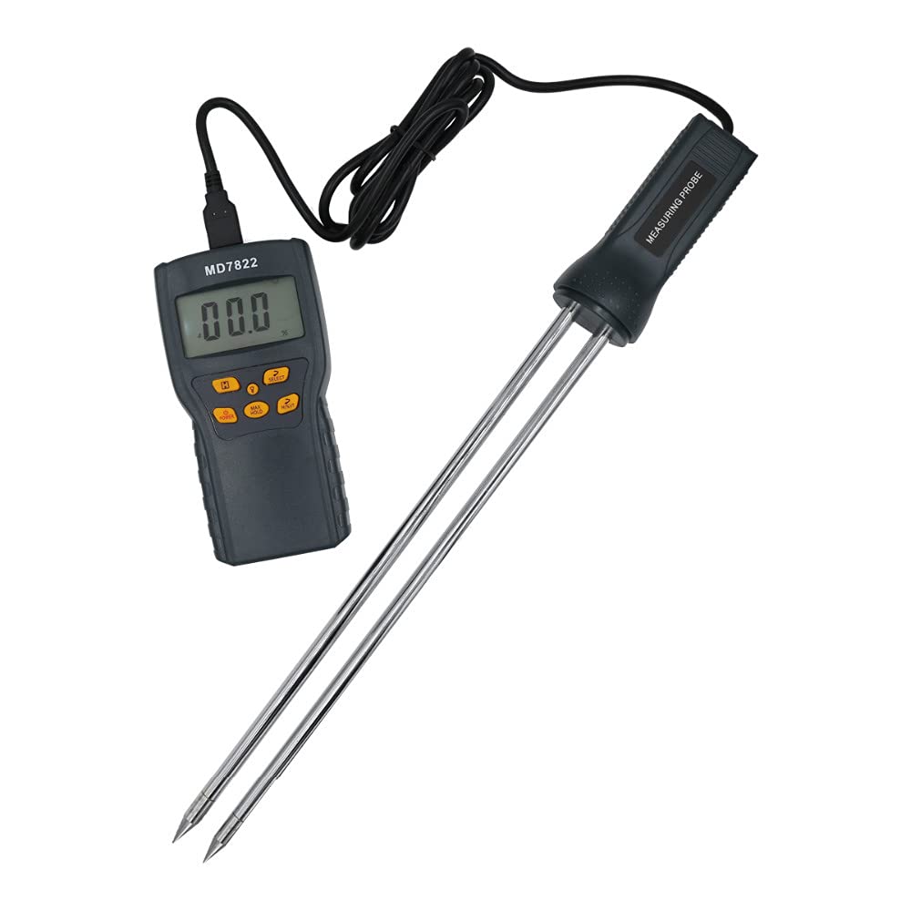 Real Instruments MD7822 Digital Grain Moisture Meter with Probe for Wheat, Rice & Corn