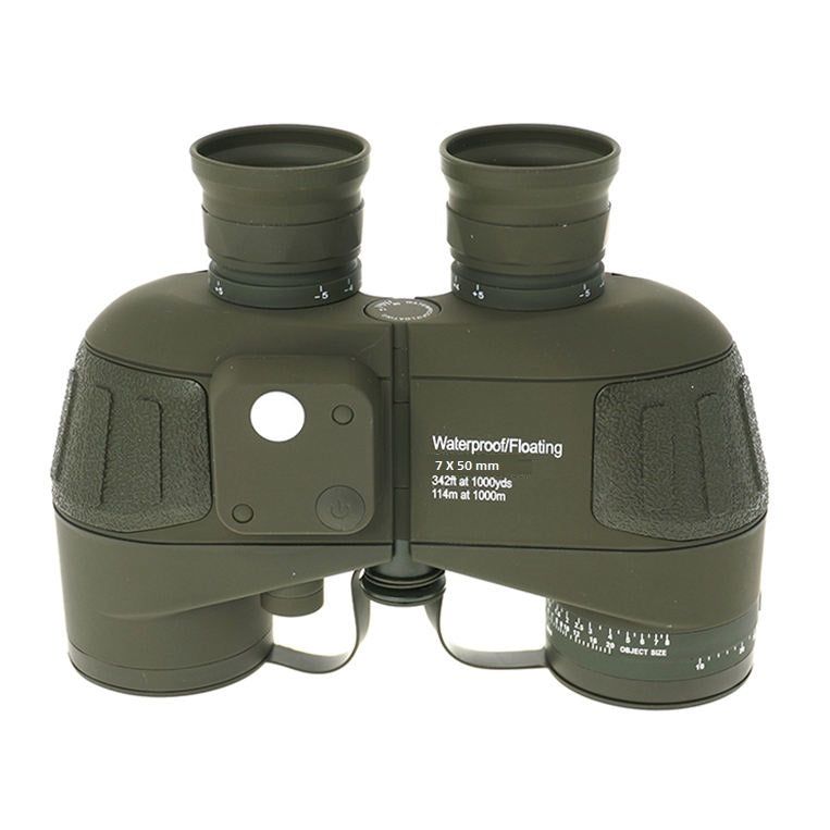 Real Instruments Military-Grade 7x50 Waterproof Binoculars with Built-in Compass & Rangefinder – Floating, Fog-Proof, Tactical Marine Optics