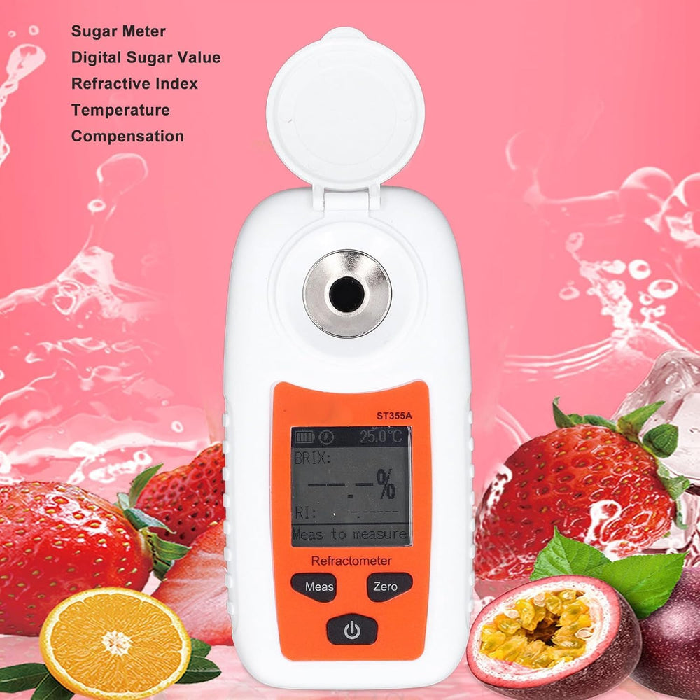 Real Instruments Digital Refractometer Smart Sensor ST355A Sugar Meter High Accuracy Portable 0-55% Test Range Fruit Juice Sweetness Tester For Fruit Sale Cool Drinks