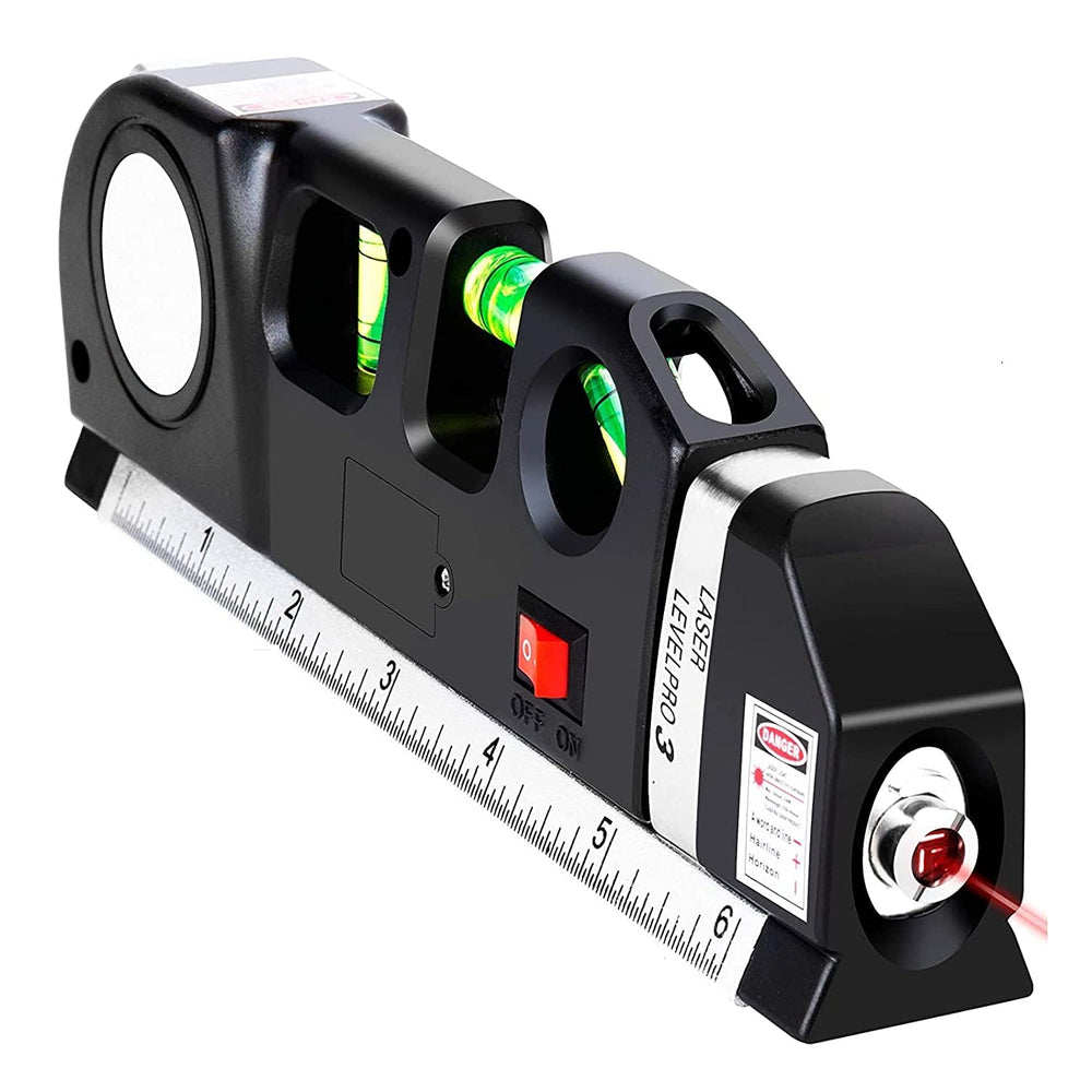 Real Instruments Laser Level Pro 3 – 3-in-1 Multipurpose Laser Level with Measuring Tape, Horizontal & Vertical Bubble Vials, Laser Line Projection for Accurate Alignment and Measurement – Ideal for Home, DIY & Professional Use