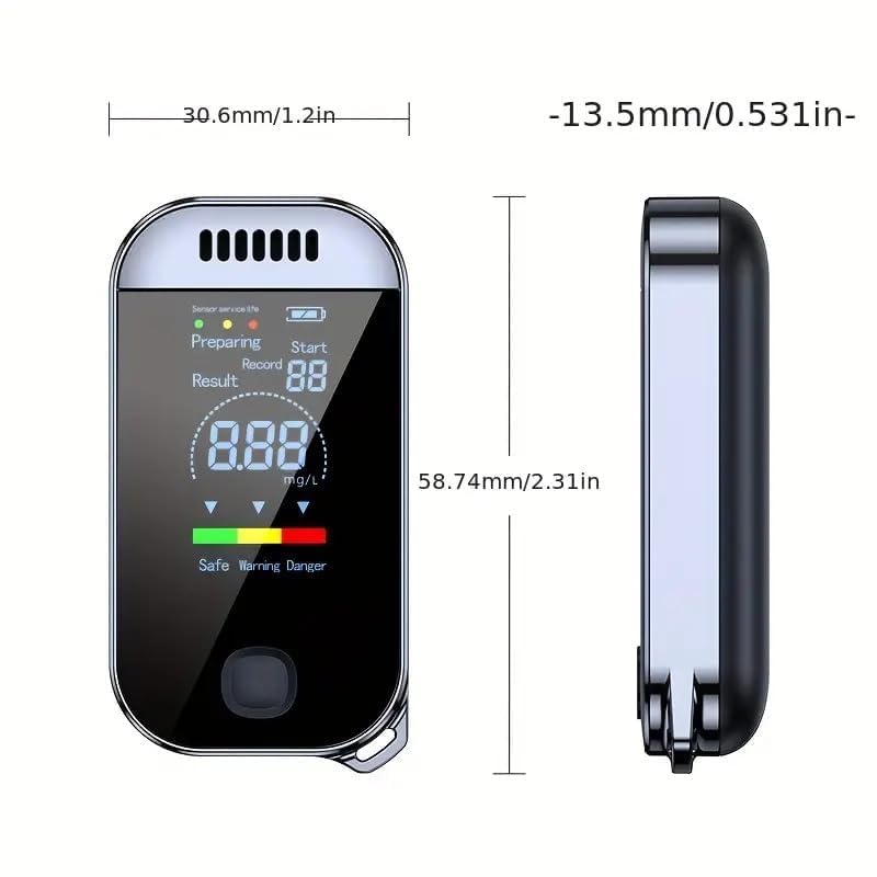 Real Instruments Alcohol Tester Breathalyzer Alcohol Sensor electrochimical Fuel Cell Mr. Black H2 Superior Accuracy Reliable and Super Sensitive Professional-Grade Compact and Lightweight Alcohol