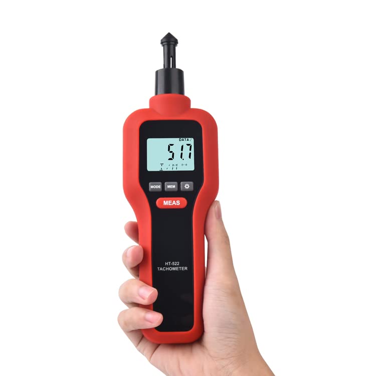 Real Instruments HT-522 Digital Tachometer Laser Rotating Speedometer 2 in 1 Non-Contact & Contact Rpm Tester Speed Handheld Motion Measuring