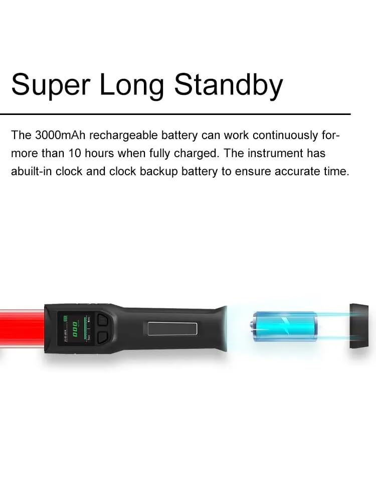 Real Instruments Non-Contact Digital Alcohol Breath Tester with LED Traffic Control Baton, Rechargeable Portable Breathalyzer for Safety Enforcement and Roadside Testing, AT-04