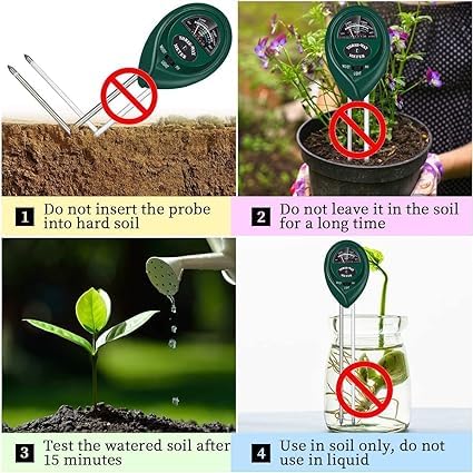 Real Instruments 3 in 1 Soil Moisture Sensor Meter, Soil pH Meter Water Monitor Hydrometer and Sunlight Sensor, Plant Moisture Meter for Gardening Farming Indoor Outdoor Use