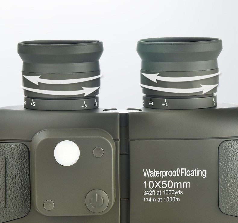 Real Instruments 10x50 Waterproof Marine Binoculars Floating Design with Compass & Rangefinder