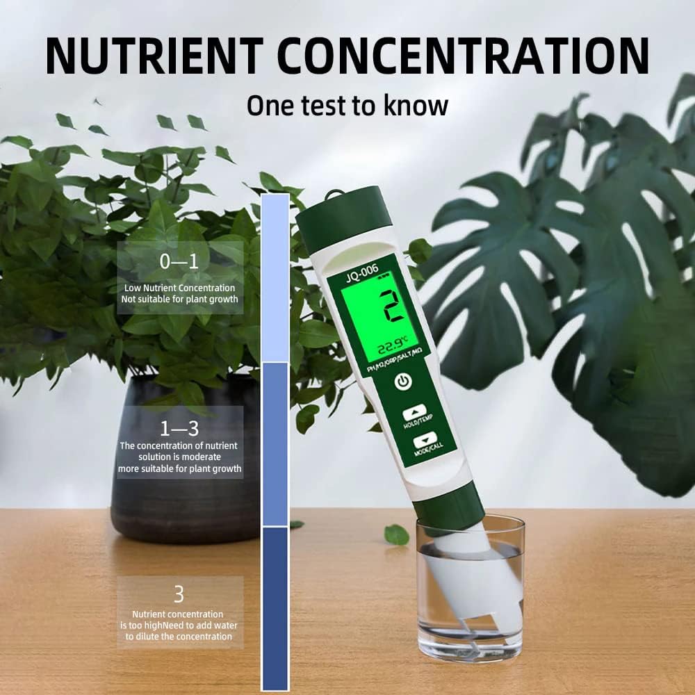 Real Instruments Digital pH Meter JQ-006, TDS/PH/ORP/EC/Temperature Tester 10 in 1 PH Meter with LCD Display, 4 Buffer Solutions for Drinking Water Monitoring