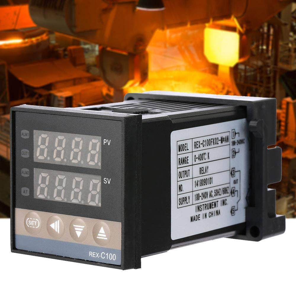 Real Instruments Digital LED Display Temperature Controller With Thermostat Control Switch NTC Sensor Probe For Egg Incubator (REX-C100)