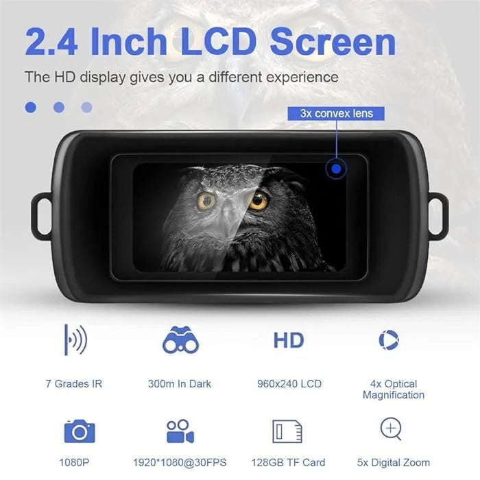 Real Instruments R6 Digital Night Vision Binoculars, 1080p Full HD Photo Night Vision Infrared Optical Binocular 5X Digital Zoom Photo Video Playback Modes 2.4-inch Display 1000ft Viewing Distance Goggles Day & Night Use for Hunting, Camping, Surveillance