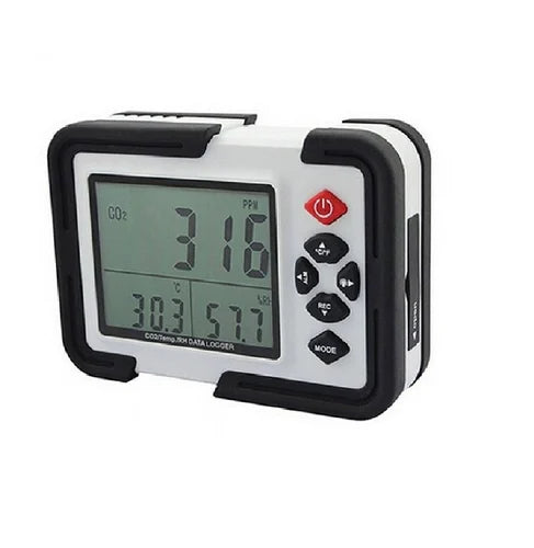 Real Instruments Digital Carbon Dioxide Meter with Certificate Indoor | Personal Use|Data Logger| Cold Storange| Display Range 0-9999PPM| Humidity CO2 Meter Monitor HT-2000
