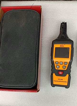 HTC HD-304 Advanced Temperature and Humidity Meter with Dew Point and Wet Bulb Measurements, Large Backlit LCD, Fast Response Time, and Data Logging Capability for HVAC, Industrial, and Environmental Applications