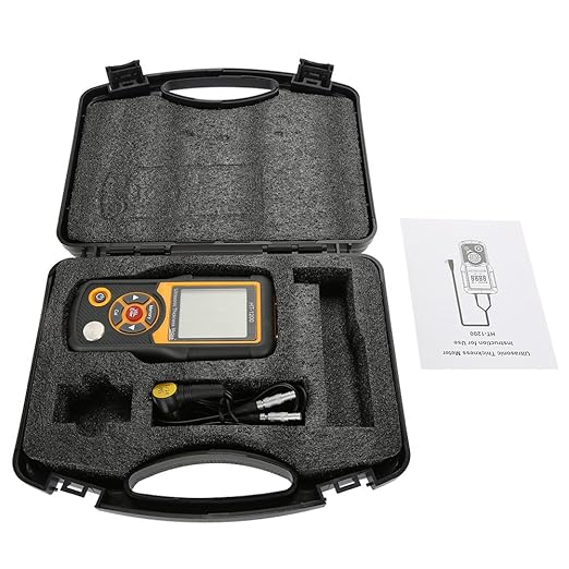 Real Instruments Ultrasonic Thickness Gauge Meter Steel Thickness Tester 1.2-225mm Range 0.1mm Resolution HT-1200