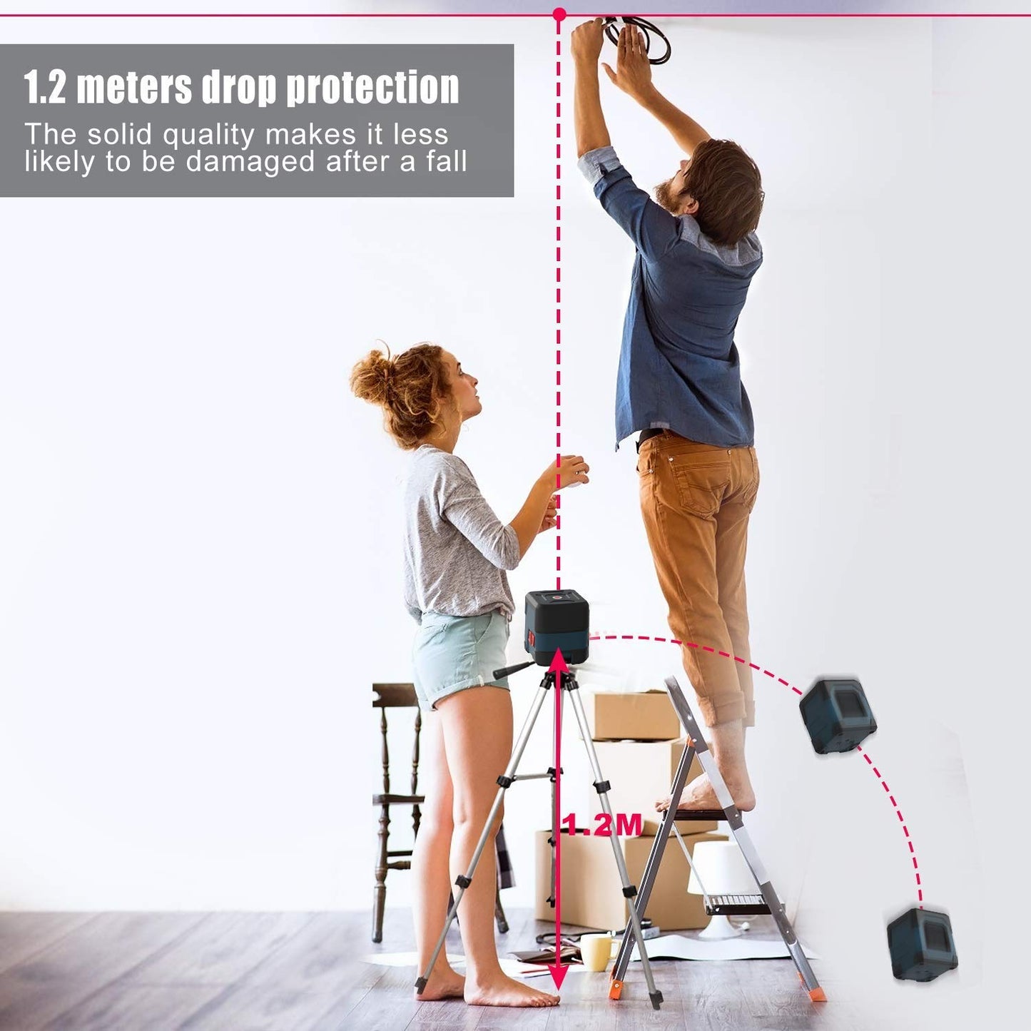 Real Instruments Laser Level Cross-border With Self-leveling, Vertical And Horizontal Line, Rotatable 360 Degree, Automatic Infrared Laser Level IP54 Waterproof High Precision (LL-02)