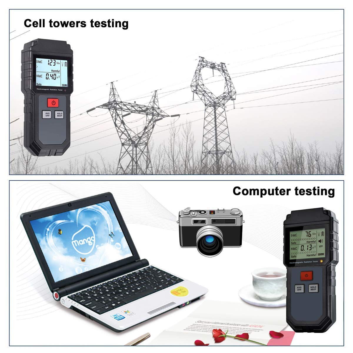 Real Instruments Emf Meter, Electromagnetic Radiation Tester,hand-held Mini Digital Backlight Lcd Emf Detector Sound And Light Alarm Great Tester For Home Emf Inspections, Office, Outdoor