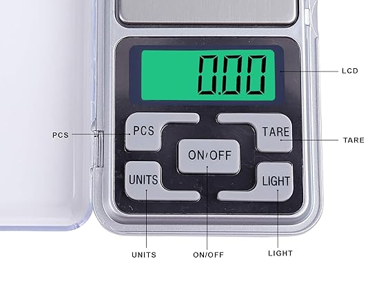 Real Instruments Digital Scale MH-500, Digital Pocket Scale, LED Backlight Display, 0.01-500g for Kitchen Jewelry, Medicine, Tea, Yeast, Coffee, Gold, Silver, Herb and Others, Balance Weight Gram Scale, Silver