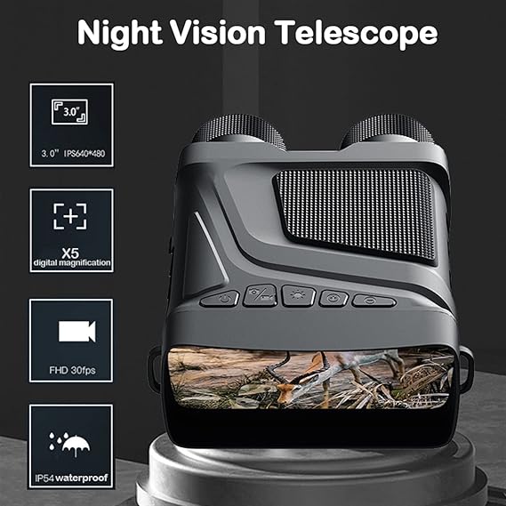 Real Instruments Night Vision Binoculars R12 Device Infrared 5X 1080P HD Night Vision Binoculars Level 7 Infrared Digital Zoom Telescope Night Goggles for Camping Surveillance Lightweight, Great Long Distance Viewing
