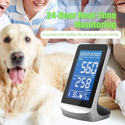 Real Instruments DM72D Portable Air Quality Analyzer Digital Display Screen CO2 Temperature Hdity Detector Multnctional Infrared NDIR Detector Desktop me useld Indoor Outdoor High Accurancy, AQM-04