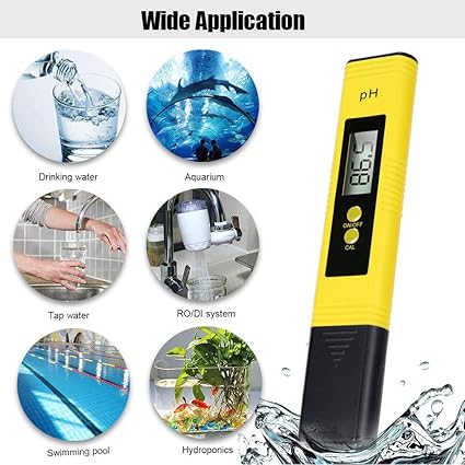 Real Instruments Digital PH Meter, PH Meter 0.01 PH High Accuracy Water Quality Tester with 0-14 PH Measurement Range for Household Drinking, Pool and Aquarium Water PH Tester Design with ATC PH-02