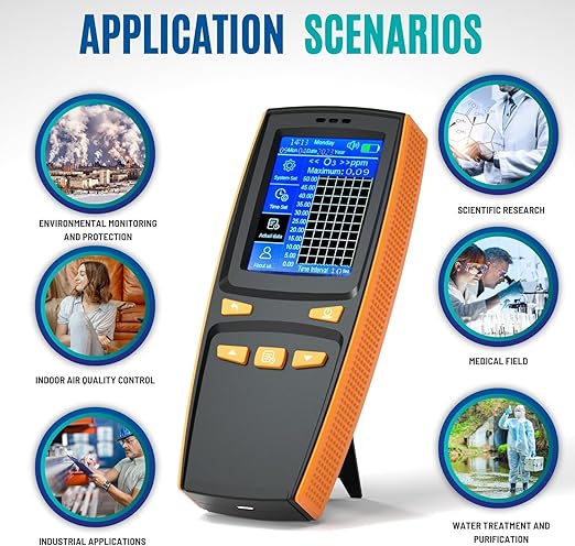 Real Instruments Ozone Meter Detector Air Quality Monitor Portable Ozone Analyzer Formaldehyde Detector Air Detector Intelligent Sensor Ozone Meter O3 Ozone Meter Air Pollution Detector, AQM-09