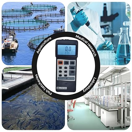 Lutron DO-5510 High-Accuracy Dissolved Oxygen Meter, Automatic Calibration, Temperature Compensation, Polarographic Probe, IP65 Waterproof Design for Water Quality Monitoring, Aquaculture, Environmental Testing & Laboratory Research