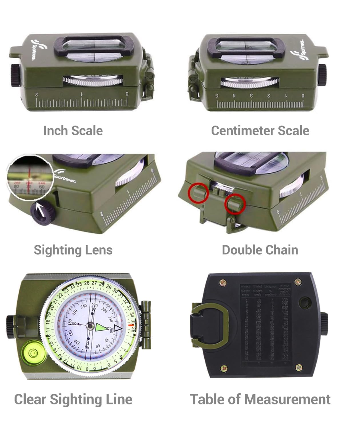 Real Instruments Compass K4580, High Accuracy Waterproof Military Compass with Carrying Bag Lensatic Sighting Waterproof and Shakeproof Compass Army Green Suitable for Camping Hiking