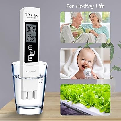 Real Instruments Digital TDS & EC Meter Water Quality Tester Temperature Meter, High Performance pen-Type Meter, Purity Tester, ATC Function, 1ppm Resolution, 0-9990 ppm | 4-digit display TDS Meter EC Meter For Ro Purifier (TDS EC)