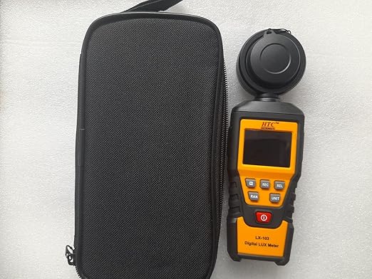 HTC Digital Lux Meter Model LX-103 for Precise Illuminance Measurement with a Wide Range of 0 to 200,000 Lux, High Accuracy, Large LCD Display with Backlight and Bar Graph, Data Hold Function and Auto Power-Off, LX-103