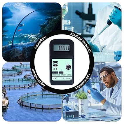 Lutron DO-5509 High-Precision Dissolved Oxygen Meter, Automatic Calibration, Polarographic Probe, Temperature Compensation, IP65 Splashproof Rating for Aquaculture, Environmental Monitoring, Water Treatment & Laboratory Research