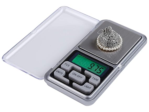 Real Instruments Digital Scale MH-500, Digital Pocket Scale, LED Backlight Display, 0.01-500g for Kitchen Jewelry, Medicine, Tea, Yeast, Coffee, Gold, Silver, Herb and Others, Balance Weight Gram Scale, Silver