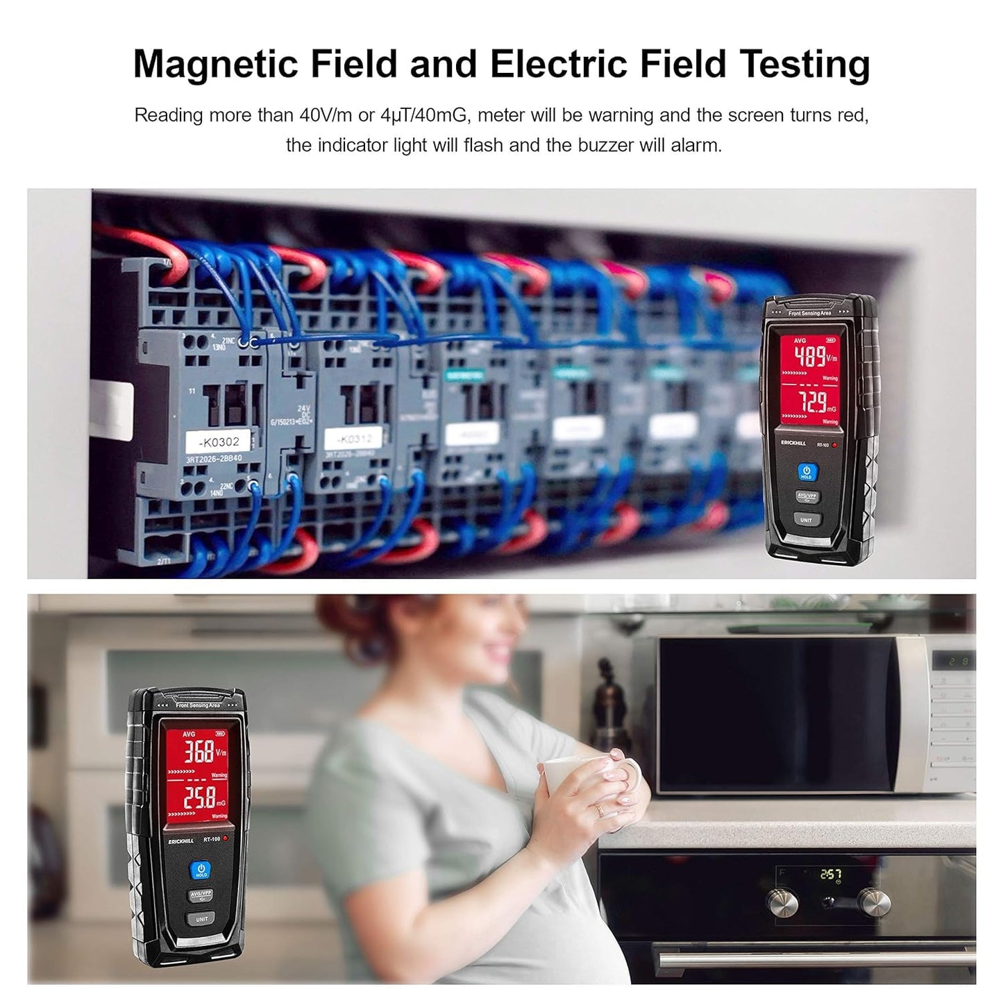 Real Instruments Emf Meter, Electromagnetic Radiation Tester,hand-held Mini Digital Backlight Lcd Emf Detector Sound And Light Alarm Great Tester For Home Emf Inspections, Office, Outdoor (RT-100)