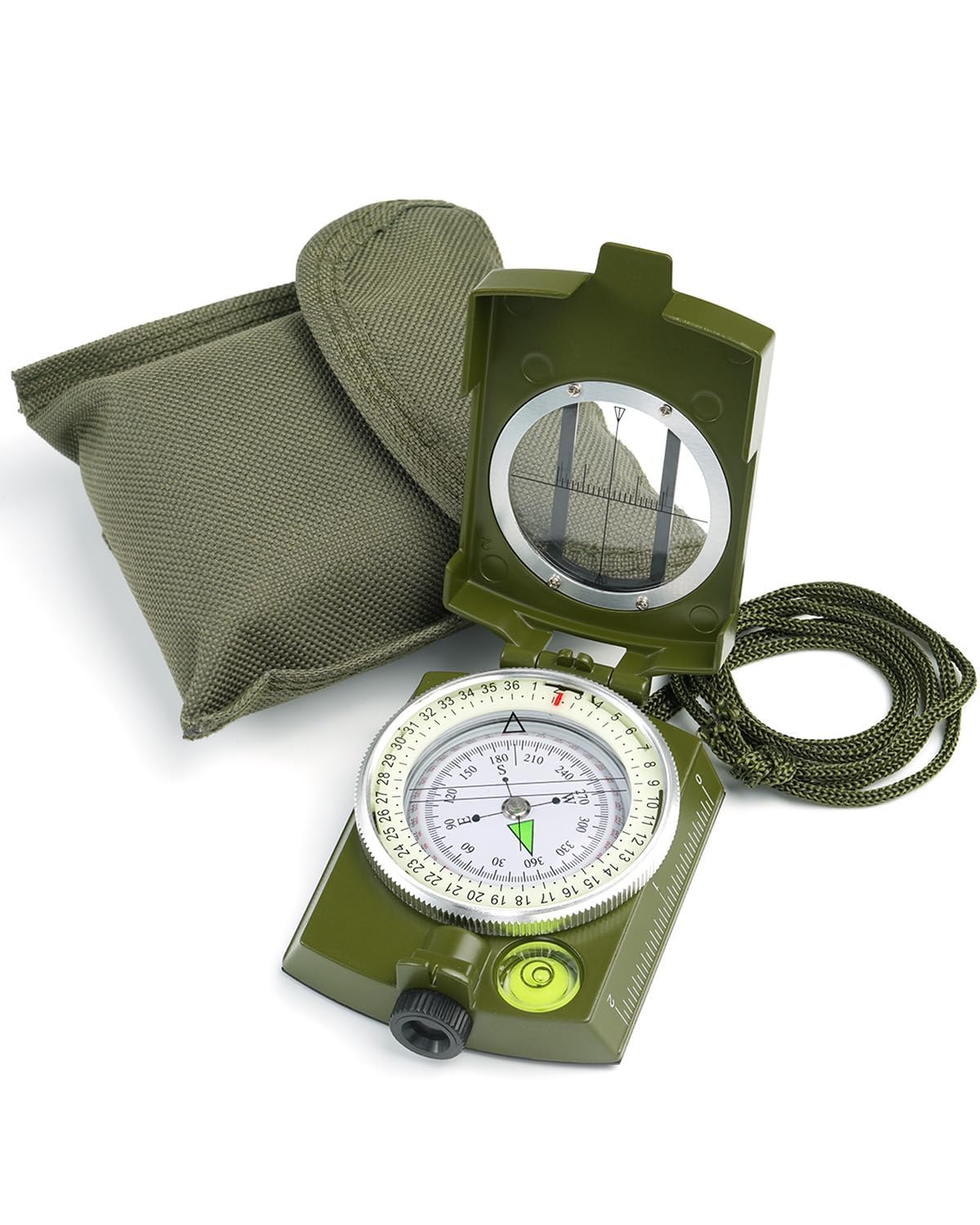 Real Instruments Compass K4580, High Accuracy Waterproof Military Compass with Carrying Bag Lensatic Sighting Waterproof and Shakeproof Compass Army Green Suitable for Camping Hiking